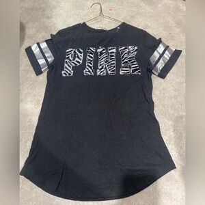 PINK y2k style black zebra‎ sequined short sleeve tee xs